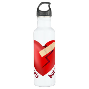 Broken heart healed with patch and life quote 710 ml water bottle