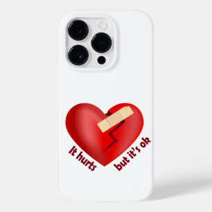 Broken heart healed with patch and life quote Case-Mate iPhone 14 pro case