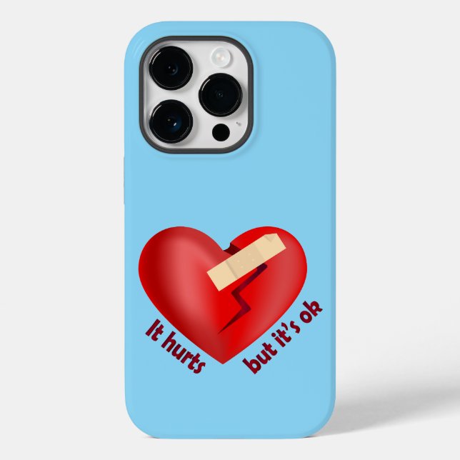 Broken heart healed with patch and life quote Case-Mate iPhone case (Back)