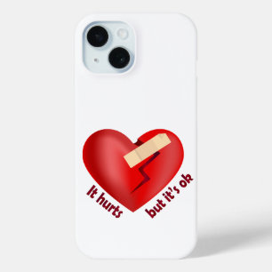 Broken heart healed with patch and life quote iPhone 15 case