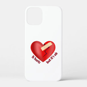 Broken heart healed with patch and life quote iPhone 12 mini case