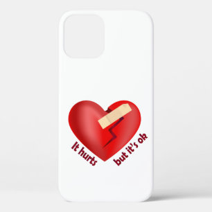 Broken heart healed with patch and life quote iPhone 12 case
