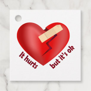 Broken heart healed with patch and life quote favour tags