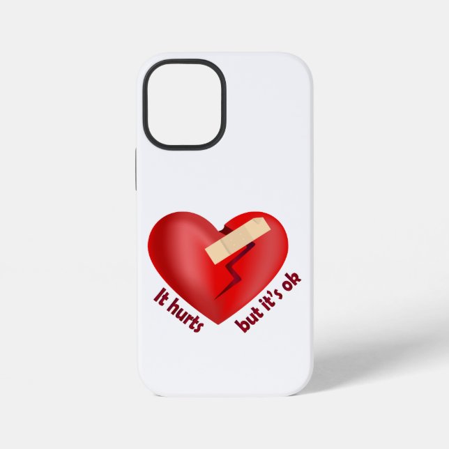 Broken heart healed with patch and life quote iPhone case (Back)