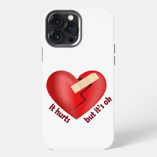 Broken heart healed with patch and life quote iPhone case (Back)