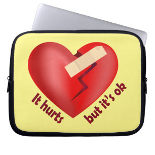 Broken heart healed with patch and life quote laptop sleeve