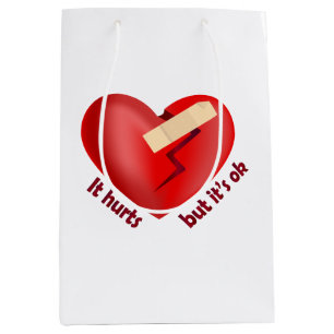 Broken heart healed with patch and life quote medium gift bag