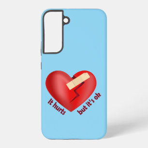 Broken heart healed with patch and life quote samsung galaxy case