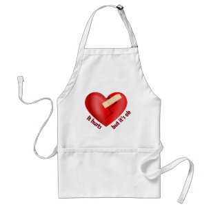 Broken heart healed with patch and life quote standard apron