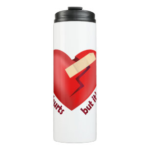 Broken heart healed with patch and life quote thermal tumbler