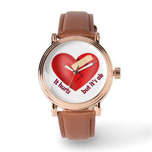 Broken heart healed with patch and life quote watch