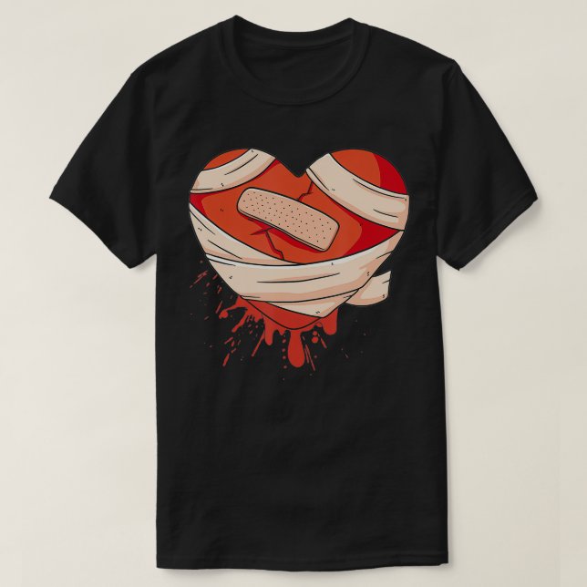 Broken Heart Heartbroken Sad Valentine Day Fi Brok T-Shirt (Design Front)