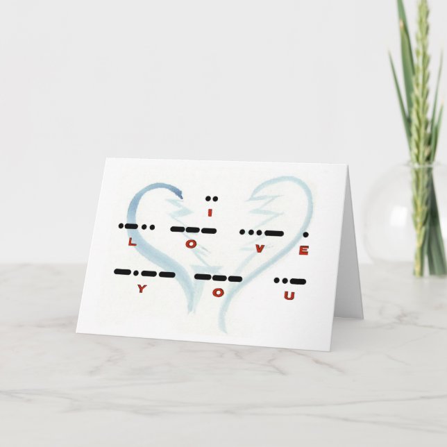 Broken Heart "I Love You" Morse Code Card (Front)
