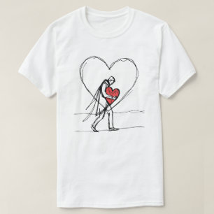 Broken Heart Love Silhouette Emotional Art T-Shirt