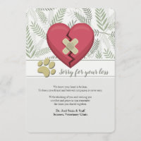 Broken Heart Pet Loss Sympathy Card
