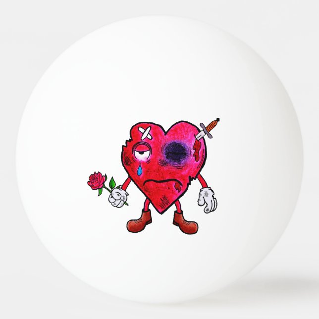 Broken heart ping pong ball (Front)