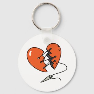 Broken Heart Red Keychain