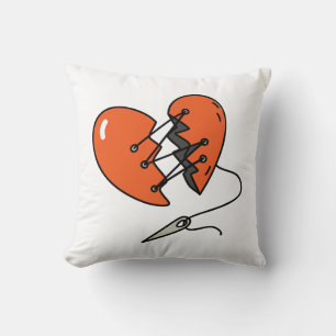 Broken Heart Red Throw Pillow
