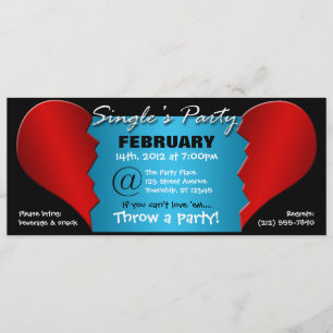 Broken Heart Single's Party - 9.25"x4" Invitations