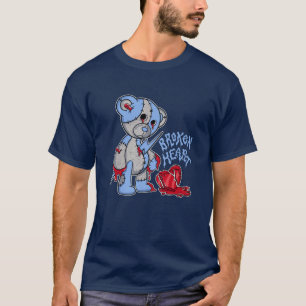 Broken Heart Teddy Bear Graphic Match Blue 4 Sneak T-Shirt