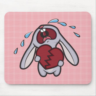 Broken Hearted Bunny on Pink Checks Mousepad