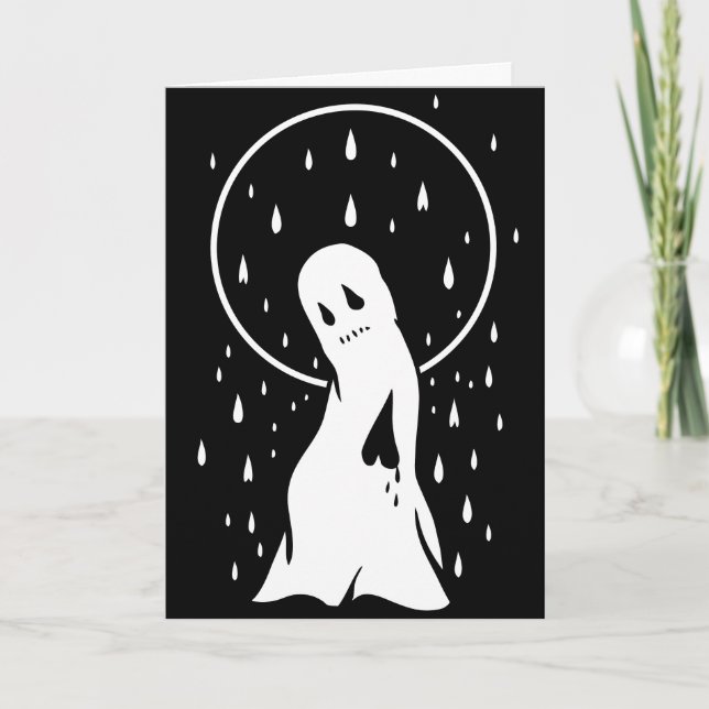 broken hearted ghost in the rain holiday card (Front)