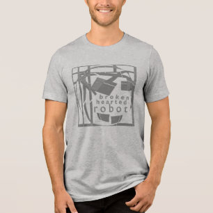 "Broken-hearted Robot" Grey Humourous Art Design Tri-Blend Shirt