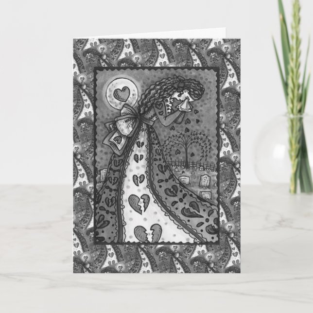 BROKEN HEARTED WEEPING VALENTINE, CEMETERY Blank Card (Front)