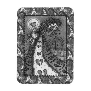 BROKEN HEARTED WEEPING VALENTINE, CEMETERY GOTH MAGNET