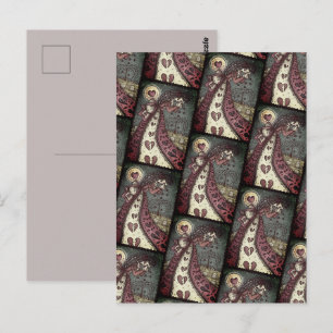 BROKEN HEARTED WEEPING VALENTINE, CEMETERY GOTH POSTCARD
