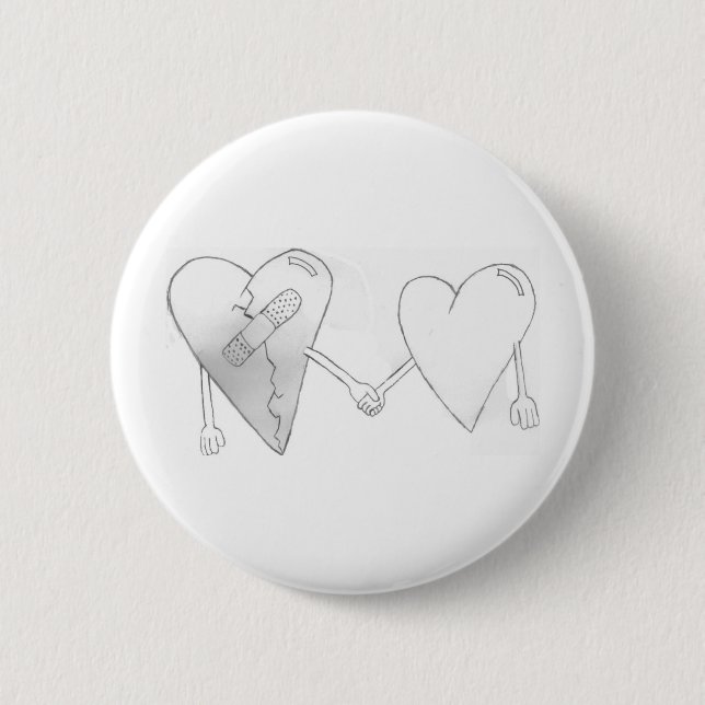 broken hearts do mend 2 inch round button (Front)