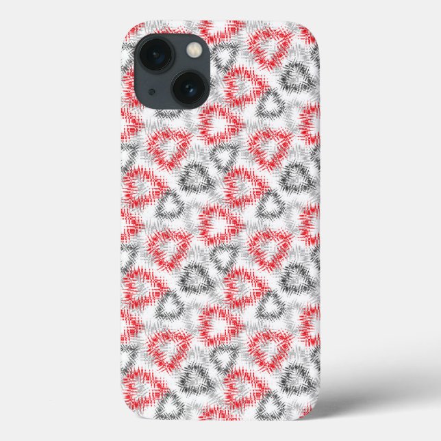 Broken hearts in red and grey on white Case-Mate iPhone case (Back)
