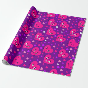 broken hearts love anti valentines purple wrapping paper