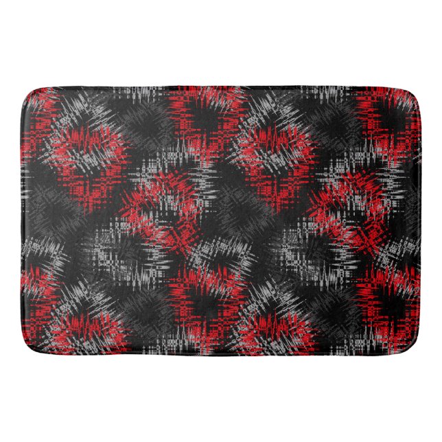 Broken hearts red and grey on black background bath mat (Front)