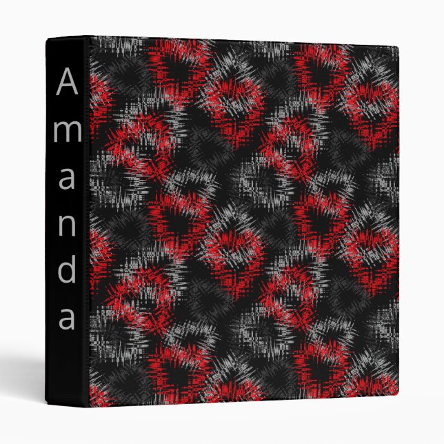 Broken hearts red and grey on black background binder (Front/Spine)