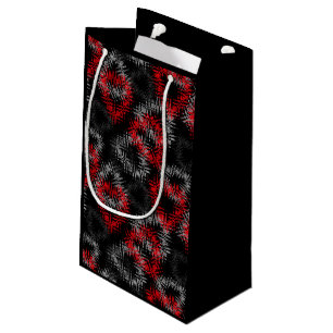 Broken hearts red and grey on black background small gift bag