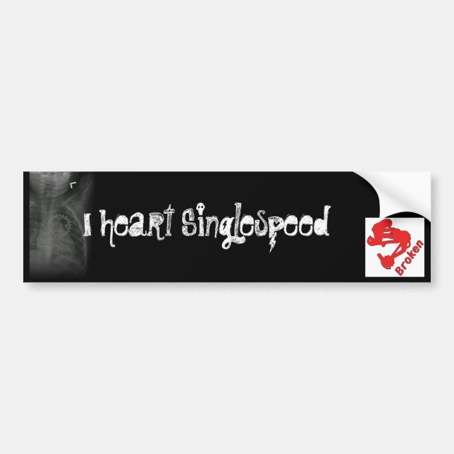 Broken I heart Singlespeed Bumper Sticker (Front)