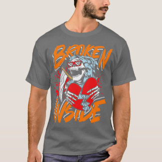 Broken inside heart and laughing skull T-Shirt