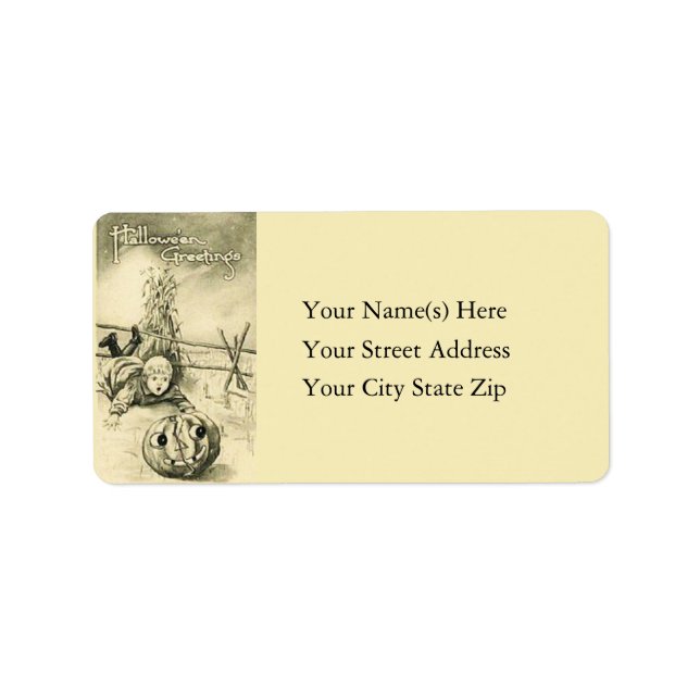 Broken Jack O Lantern Vintage Address Label (Front)