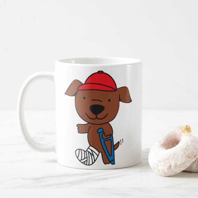 Broken Leg Dog Coffee Mug (With Donut)