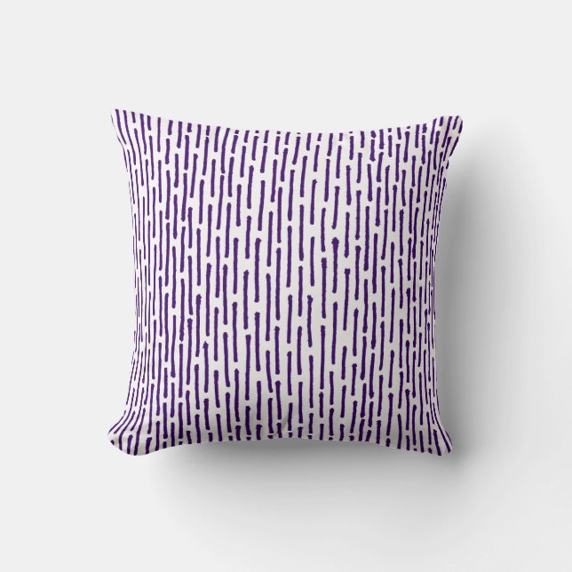 Broken Lines - Dp Purple on White Throw Pillow (Front)