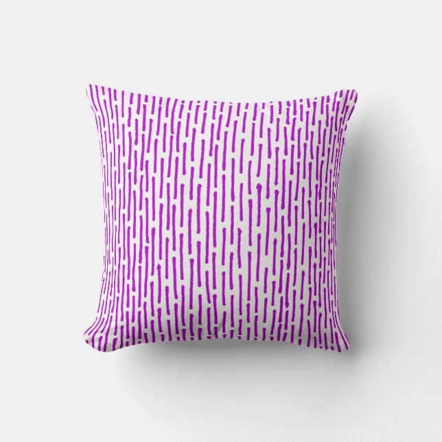 Broken Lines - Purple on White Throw Pillow (Front)