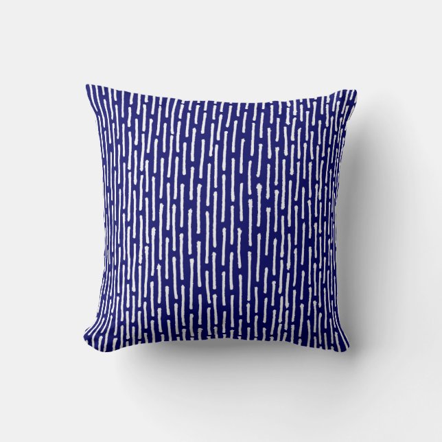 Broken Lines - White on Dp Navy Throw Pillow (Front)