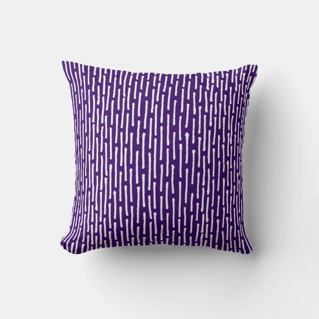 Broken Lines - White on Dp Purple Throw Pillow (Front)