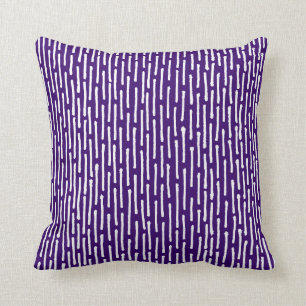 Broken Lines - White on Dp Purple Throw Pillow