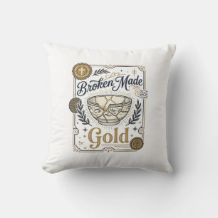 Broken Made Gold Jesus Kintsugi Broken Pottery Chr Throw Pillow