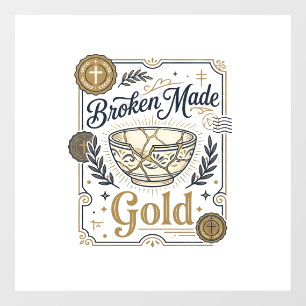 Broken Made Gold Jesus Kintsugi Broken Pottery Chr Window Cling