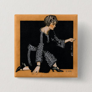 Broken Pearl Necklace 2 Inch Square Button