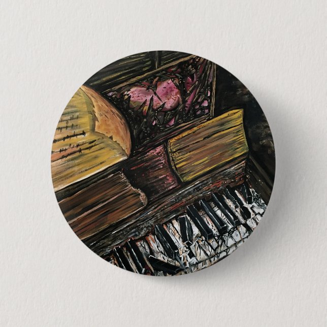 Broken Piano 2 Inch Round Button (Front)