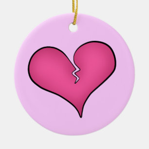 Broken pink heart anti Valentine's day Ceramic Ornament